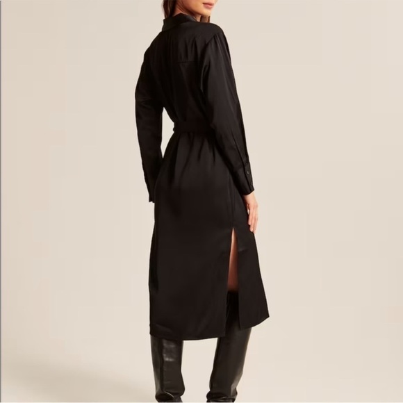 A&F Long Sleeve Satin Midi Shirt Dress EUC - Picture 2 of 13